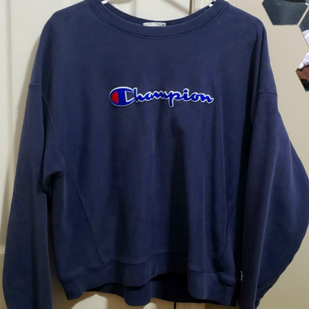 Navy Blue Champion Reverse Weave Sweatshirt